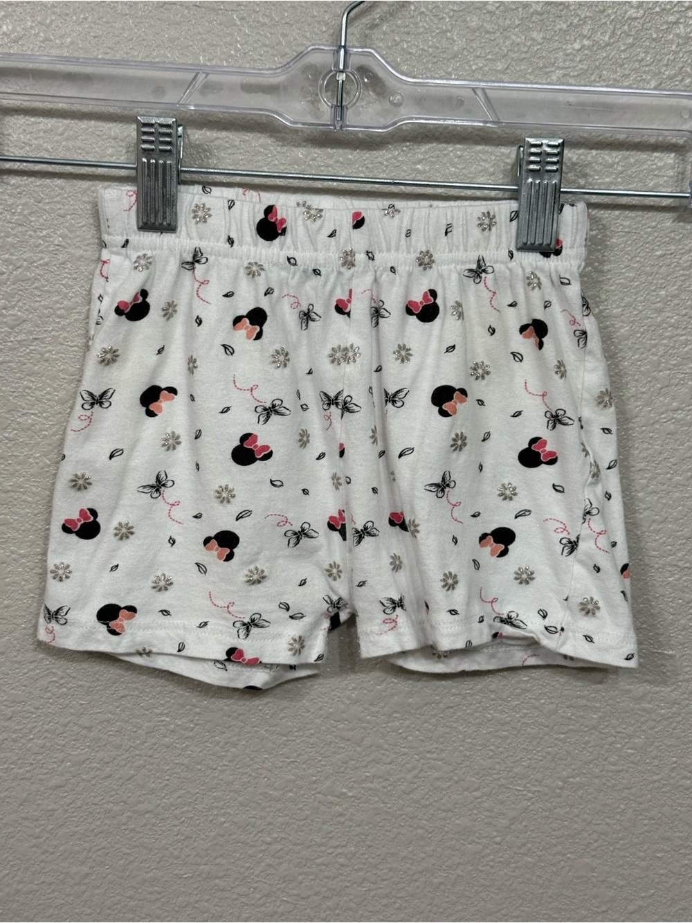 Disney Minnie Mouse Toddler Girls Shorts White Glitter 2T